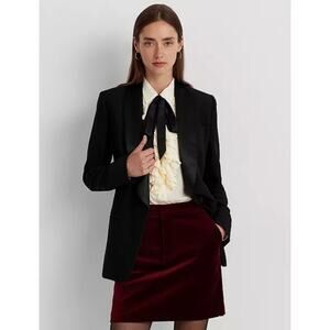 Lauren Ralph Lauren Women's Satin-Trim Crepe Blazer Sz 14